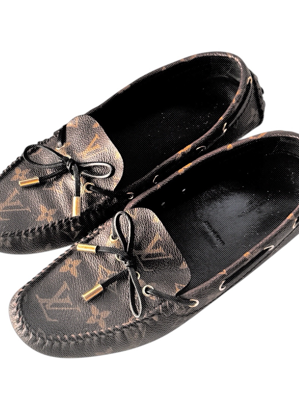 Louis Vuitton Brown Monogram Gloria Driving Moccasins With Gold Accents